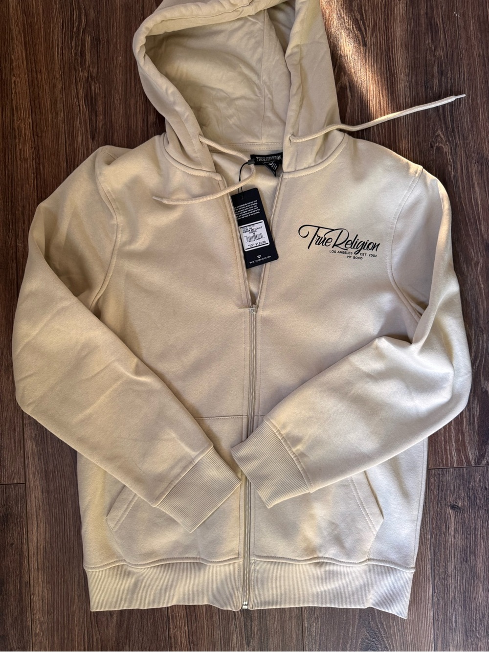 NWTTrue Religion Men's Cream Zip-Up Hoodie M